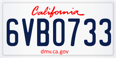 CA license plate 6VBO733