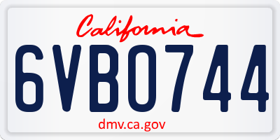 CA license plate 6VBO744