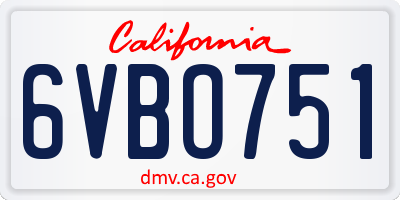 CA license plate 6VBO751