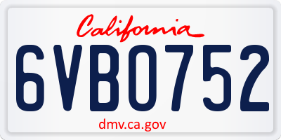 CA license plate 6VBO752