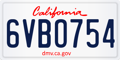 CA license plate 6VBO754