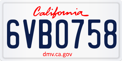 CA license plate 6VBO758
