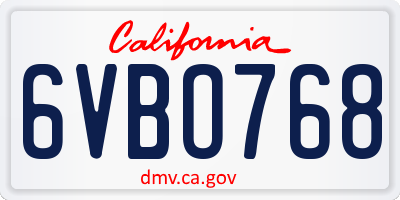 CA license plate 6VBO768
