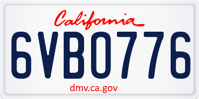 CA license plate 6VBO776