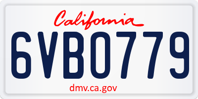 CA license plate 6VBO779