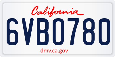 CA license plate 6VBO780