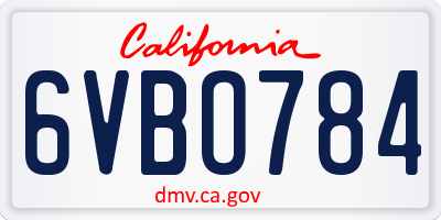 CA license plate 6VBO784