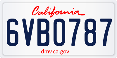 CA license plate 6VBO787