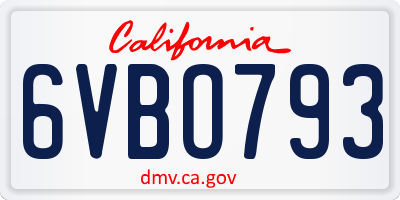 CA license plate 6VBO793