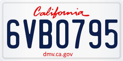 CA license plate 6VBO795