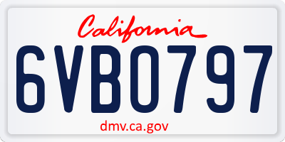 CA license plate 6VBO797