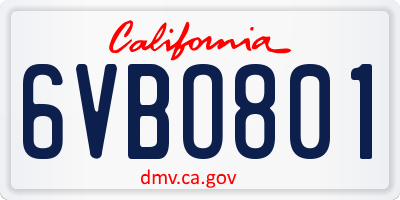 CA license plate 6VBO801