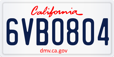 CA license plate 6VBO804