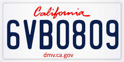 CA license plate 6VBO809