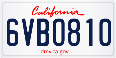 CA license plate 6VBO810