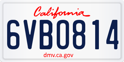 CA license plate 6VBO814