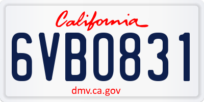 CA license plate 6VBO831