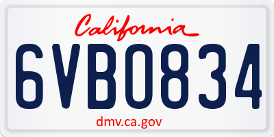 CA license plate 6VBO834