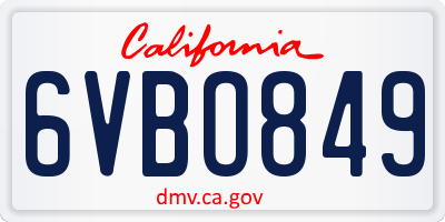 CA license plate 6VBO849