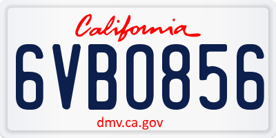 CA license plate 6VBO856