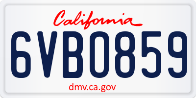 CA license plate 6VBO859