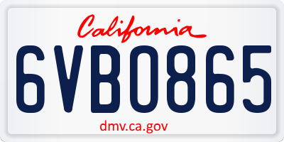 CA license plate 6VBO865