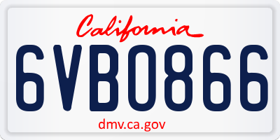 CA license plate 6VBO866