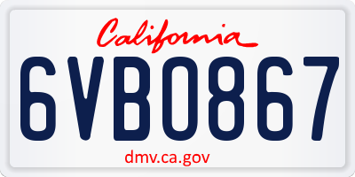 CA license plate 6VBO867