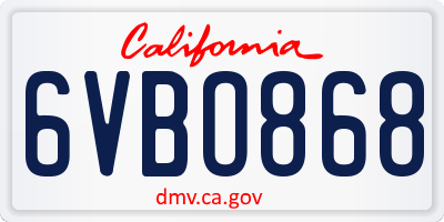 CA license plate 6VBO868