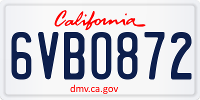 CA license plate 6VBO872