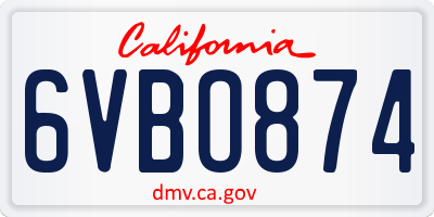 CA license plate 6VBO874