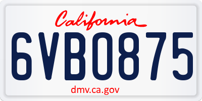CA license plate 6VBO875