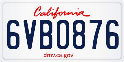 CA license plate 6VBO876