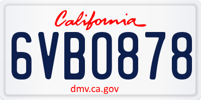 CA license plate 6VBO878