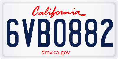 CA license plate 6VBO882