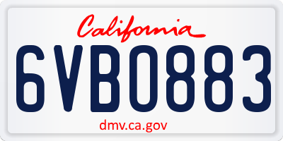 CA license plate 6VBO883