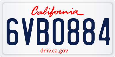 CA license plate 6VBO884