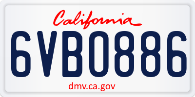 CA license plate 6VBO886