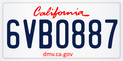 CA license plate 6VBO887