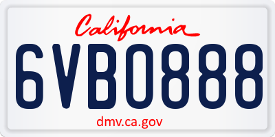 CA license plate 6VBO888