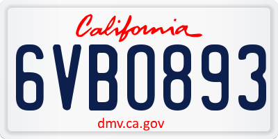 CA license plate 6VBO893