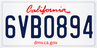 CA license plate 6VBO894