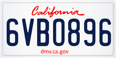 CA license plate 6VBO896