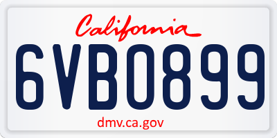 CA license plate 6VBO899