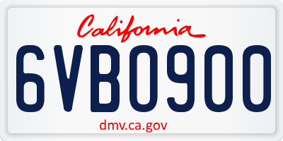 CA license plate 6VBO900