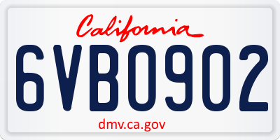 CA license plate 6VBO902