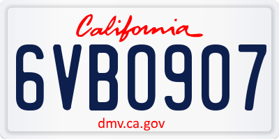 CA license plate 6VBO907
