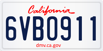 CA license plate 6VBO911