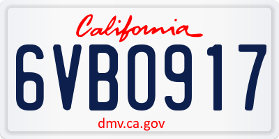 CA license plate 6VBO917