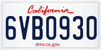 CA license plate 6VBO930